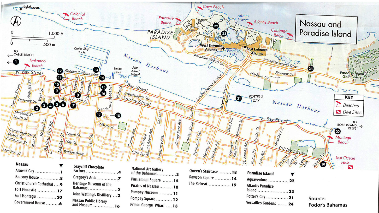 nassau bahamas walking tour map