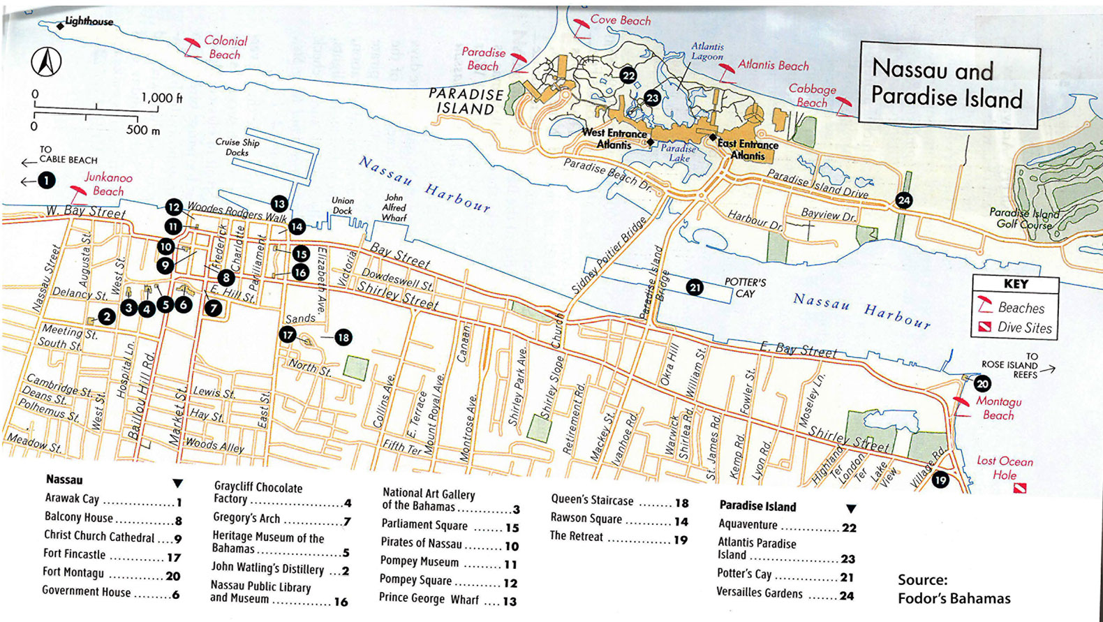 Nassau Bahamas Map Fodors 